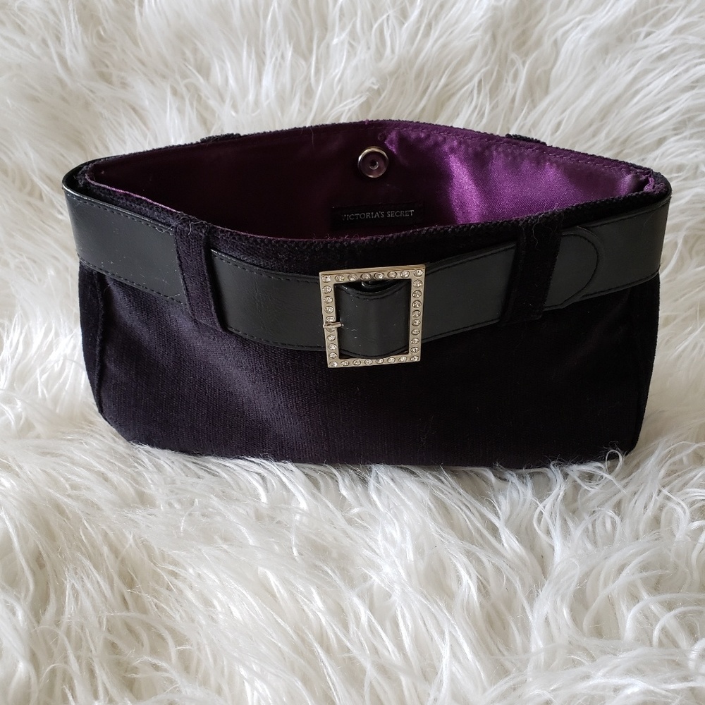 Victoria Secret black velvet buckle purse